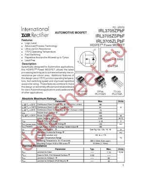 IRL3705ZSPBF datasheet  